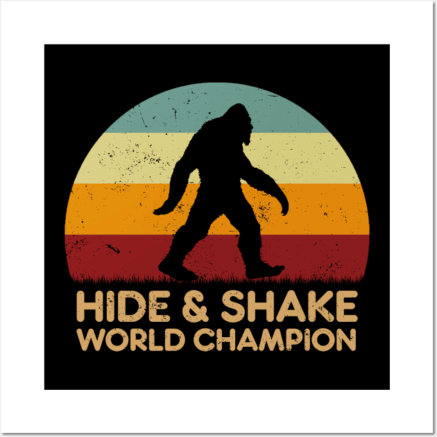 Retro Sunset - Bigfoot Hide And Shake Wall Art by GoodIdeaTees